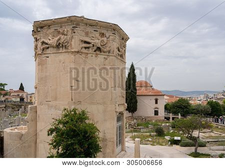 Horologion Of Andronikos Kyrrhestes Of Tower Of The Winds In Athens Greece
