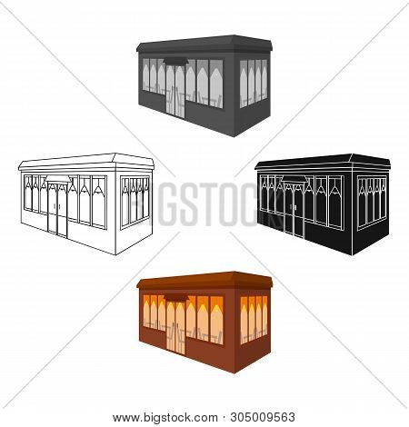 Bar, Restaurant. Architectural Construction Of The Bar Single Icon In Cartoon, Black Style Vector Sy