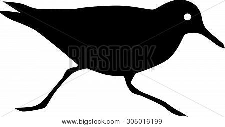 Sandpiper Bird Black Vector Silhouette Clip Art Image