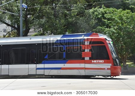 Houston, Tx - Apr 23: Metrorail Is The 22.7-mile Light Rail System In Houston, Texas, As Seen On Apr