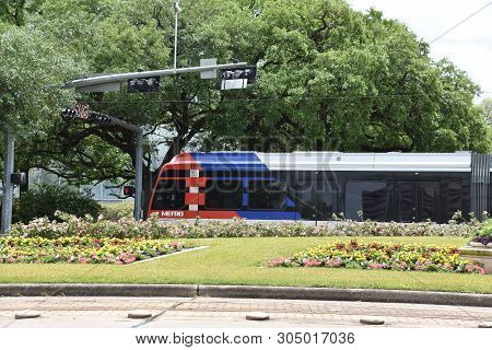 Houston, Tx - Apr 23: Metrorail Is The 22.7-mile Light Rail System In Houston, Texas, As Seen On Apr