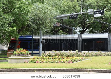 Houston, Tx - Apr 23: Metrorail Is The 22.7-mile Light Rail System In Houston, Texas, As Seen On Apr