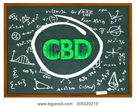 CBD Cannabidiol Marijuana Cannabis Chalk Board Formula Scientific Discovery 3d Illustration