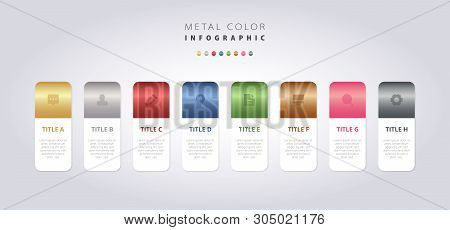 Metal Color Infographic Vector Design, Metallic Gradient Colorful Ui Template, Elegant Business Work