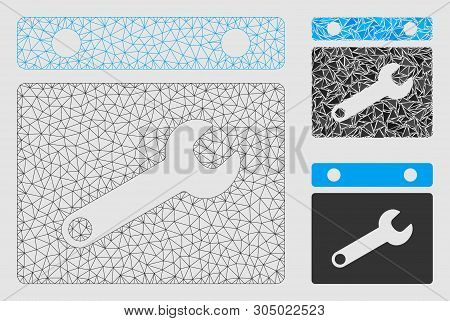 Mesh Date Options Model With Triangle Mosaic Icon. Wire Frame Polygonal Mesh Of Date Options. Vector