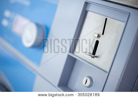 Coin Slot Of Coin Laundry Vending Machine