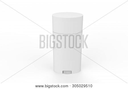 White Blank Roll On Deodorant And Lip Balm Tube, Mock Up Template On Isolated White Background, 3d I