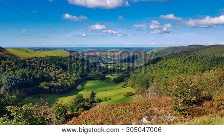 The View Towards Aberystwyth From The Borthe To Pontrhydfendigaid Trail In Wales, Uk.