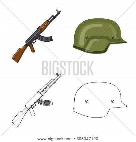 Vector Illustration Of Weapon And Gun Symbol. Collection Of Weapon And Army Stock Symbol For Web.