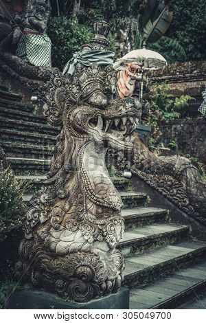 Statues Of Hindu God Or Demon In Pura Luhur Batukau Batukaru Hindu Temple In Tabanan, Bali, Indonesi