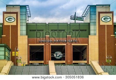 An Outdoor Football Arena In Green Bay, Wisconsin