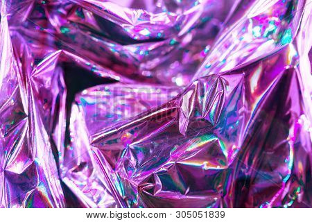 Vaporwave Style Holographic Texture Background: Neon Pink Funky Texture.