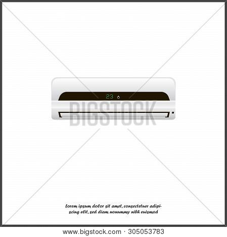 Air Conditioner Vector Image. A Realistic White Air Conditioner For Cooling And Heating Air On White