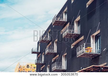 Lyon, France - May 10, 2019. Facade Of A Modern Apartment Building, Quay Rambaud, Lyon, France