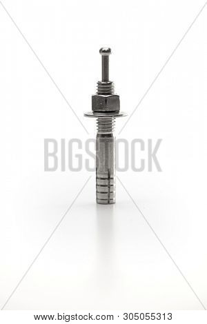 Concrete anchor, hammer driven pin anchor or strike anchor, isolated on white. 