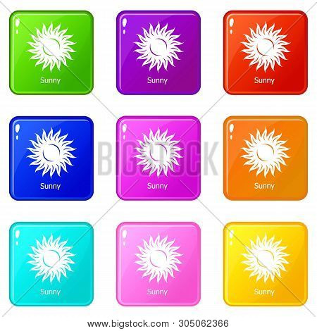 Sunny Icons Set 9 Color Collection Isolated On White For Any Design