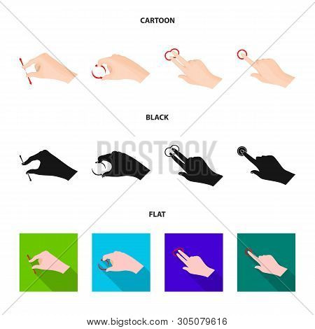 Vector Illustration Of Touchscreen And Hand Icon. Set Of Touchscreen And Touch Vector Icon For Stock