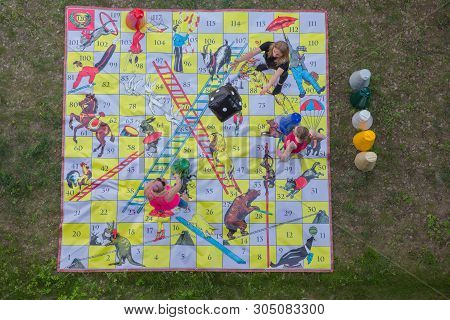 City Riga, Latvian Republic. Girls Play An Outdoor Game That Helps To Unite Large Groups Of People.