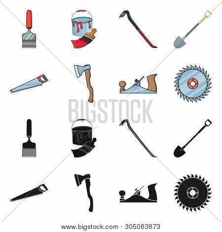 Vector Illustration Of Tool And Construction Icon. Set Of Tool And Carpentry Stock Symbol For Web.