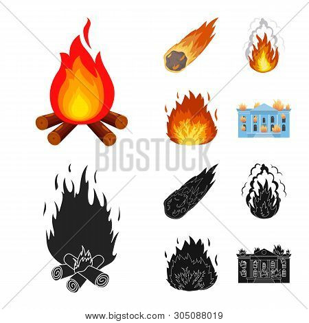 Vector Design Of Fire And Flame Symbol. Set Of Fire And Fireball Stock Vector Illustration.