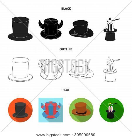 Vector Design Of Hat And Derby Icon. Set Of Hat And Bonnet Vector Icon For Stock.