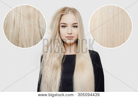 Sick, Cut And Healthy Hair Care Keratin. Before And After Treatment