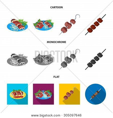 Vector Design Of Grill And Bbq Sign. Set Of Grill And Cover Stock Vector Illustration.