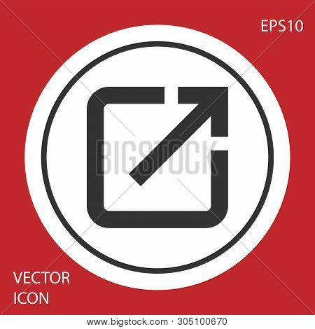 Grey Open In New Window Icon Isolated On Red Background. Open Another Tab Button Sign. Browser Frame