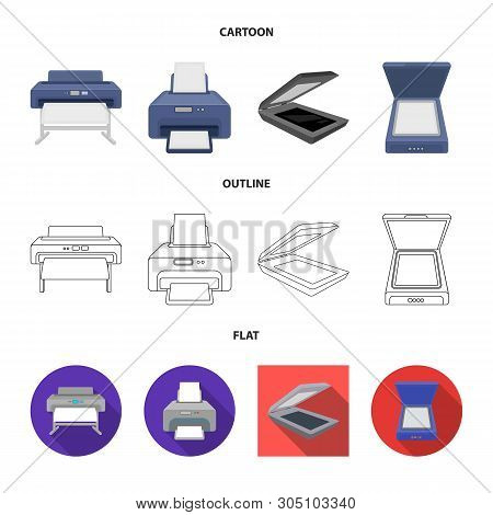 Vector Design Of Printer And Plotter Icon. Collection Of Printer And Machine Vector Icon For Stock.