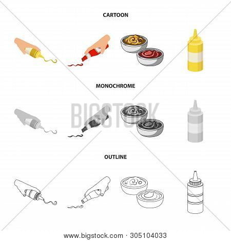 Vector Illustration Of Sauce And Condiment Logo. Collection Of Sauce And Bowl Stock Symbol For Web.