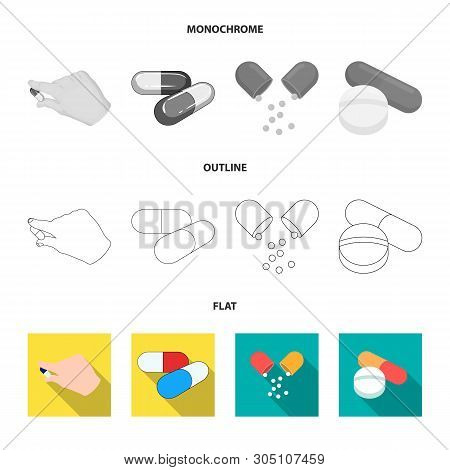 Vector Design Of Pill And Medicine Logo. Collection Of Pill And Vitamin Stock Vector Illustration.