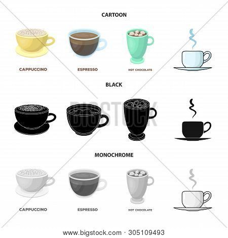 Isolated Object Of Cup And Coffe Sign. Set Of Cup And Top  Vector Icon For Stock.
