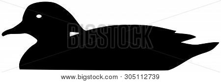 Wood Duck .water Fowl Bird Black Vector Silhouette Clip Art Image