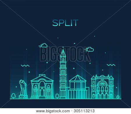 Split Skyline Croatia Vector Illustration A Linear