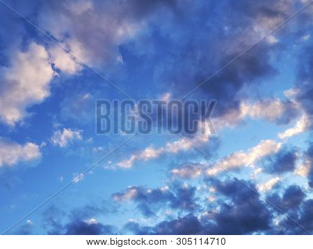 Blue Sky And White Clouds. Background Heaven