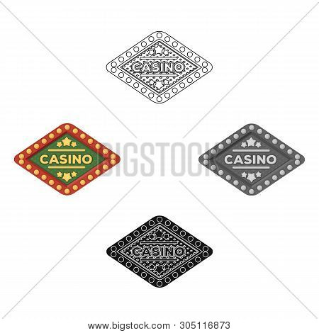 The Emblem Of The Playing Club With The Inscription Of The Casino.kasino Single Icon In Cartoon, Bla