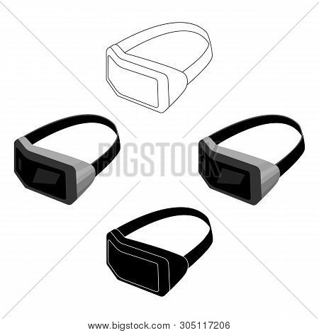 Virtual Reality Headset Icon In Cartoon, Black Style Isolated On White Background. Personal Computer