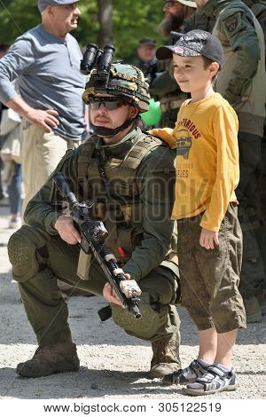 Vilnius, Lithuania - June 01: Riflemen Posing In Public Park During Solemn Riflemens Formation On Ju
