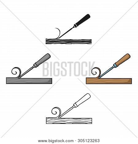 Chisel Icon In Cartoon, Black Style Isolated On White Background. Sawmill And Timber Symbol Stock Ve