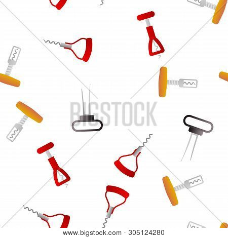 Corkscrew Icon Seamless Pattern Vector. Wine Cork Screw. Open Bottle. Party Bar Tool. Drink Opener E