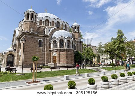 Sofia, Bulgaria - June 6: Pedestrians Walks Through The Renovated 