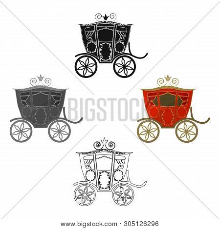 Wedding Carriage. A Carriage For The Bride And Groom.wedding Single Icon In Cartoon, Black Style Vec