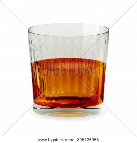 Vector Realistic Isolated Transparent Snifter Glass With Whiskey. Alcohol Drink Glass Icon Illustrat