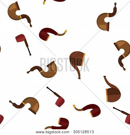 Tobacco Pipe Icon Seamless Pattern Vector. Smoke Cigar. Old Graphic Silhouette. Ash. Nicotine Addict