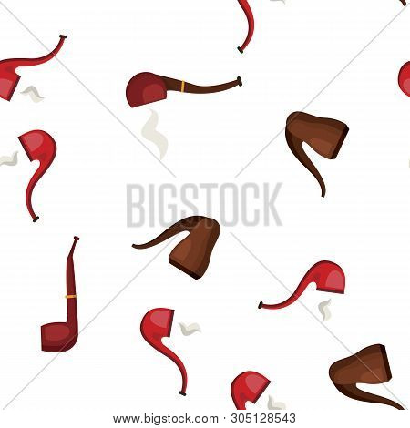 Tobacco Pipe Icon Seamless Pattern Vector. Smoke Cigar. Old Graphic Silhouette. Ash. Nicotine Addict
