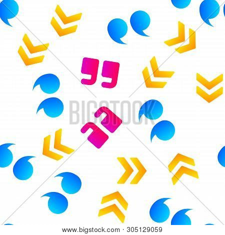 Quotation Marks, Inverted Commas Vector Color Icons Seamless Pattern. Quotation, Direct Speech Marks