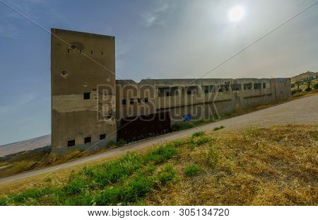 Gesher, Israel - June 04, 2019: The Historic Gesher Police Station Building, From The British Era, A