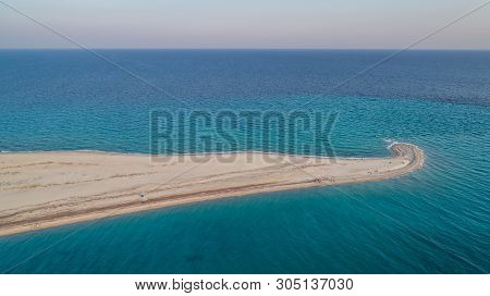 Beach At Possidi Cape On The Kasandra Peninsula. Greece. Aerial View