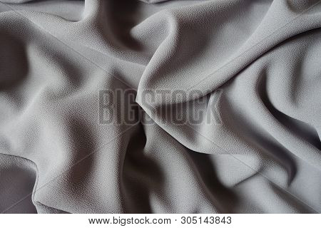 Folded Grey Crepe Georgette Fabric From Above