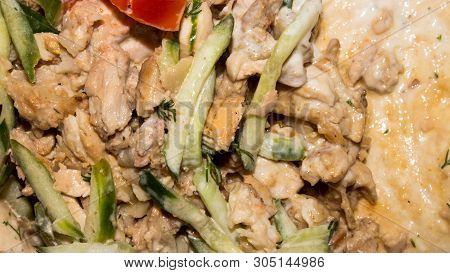 Shawarma With Chicken And Vegetables.background Of Shawarma In Garlic Sauce.background Of The Shawar